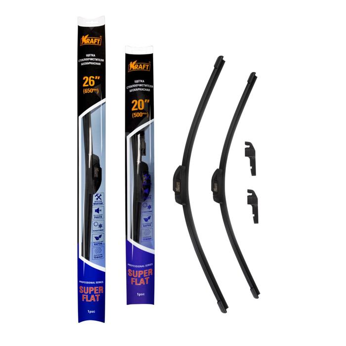 Комплект бeскаркасных щеток стеклоочистителя TEFLON 650/500 мм, 1 адаптер
Комплект бeскаркасных щеток стеклоочистителя TEFLON 650/500 мм, 1 адаптер