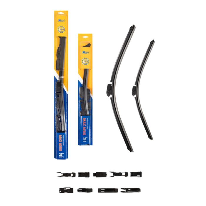 Комплект бескаркасных щеток стеклоочистителя 650/450 мм, 10 адаптеров
Комплект бескаркасных щеток стеклоочистителя 650/450 мм, 10 адаптеров