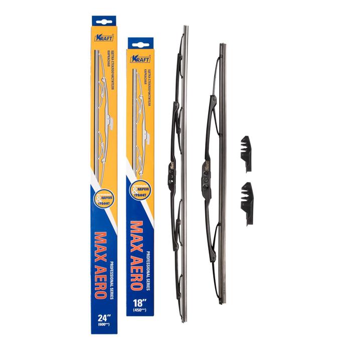 Комплект каркасных щёток стеклоочистителя 600/450 мм, 2 адаптера
Комплект каркасных щёток стеклоочистителя 600/450 мм, 2 адаптера