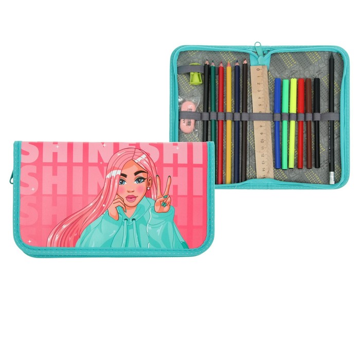 Пенал 1 секция Calligrata, 115 х 205 мм, с наполнением, 16 предметов, ламинированный картон, "Девочка"
Пенал 1 секция Calligrata, 115 х 205 мм, с наполнением, 16 предметов, ламинированный картон, "Девочка"