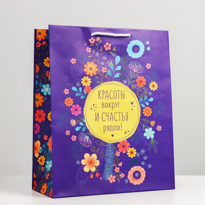 Пакет подарочный "Красоты и счастья", 26 х 32 х 12 см
Пакет подарочный "Красоты и счастья", 26 х 32 х 12 см