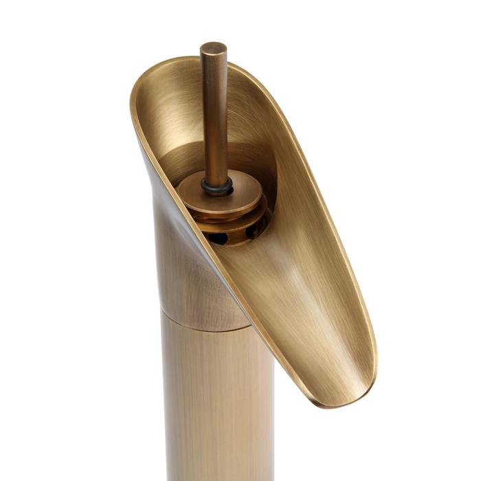 фото Смеситель для раковины zein ретро высокий каскадный излив, без подводки, латунь, цвет бронза