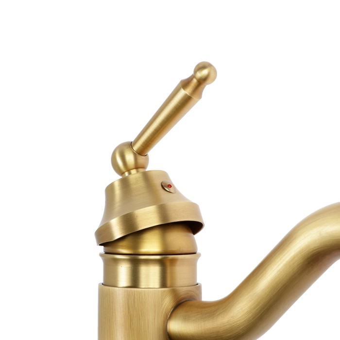 фото Смеситель для раковины zein ретро, изогнутый излив, без подводки, латунь, цвет бронза