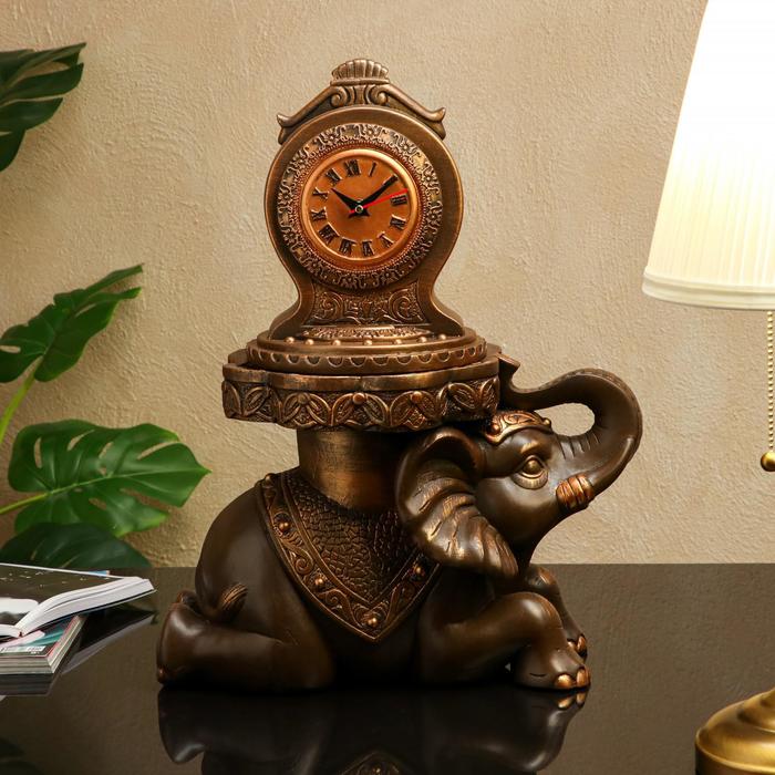 фото Часы "слон", на подставке, коричнево-золотистые, 50*41 см premium gips