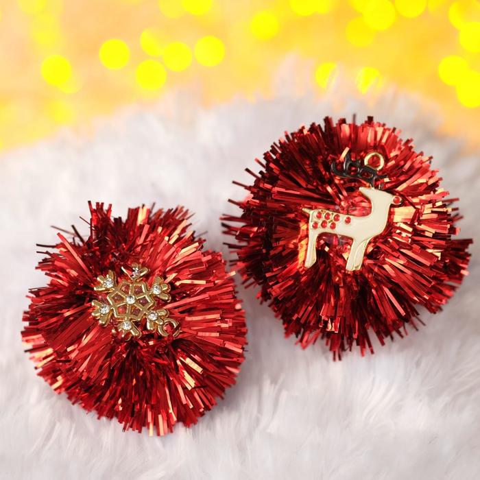Серьги "Новогодние" мишура, олень и снежинка, цвет красный в золоте
Серьги "Новогодние" мишура, олень и снежинка, цвет красный в золоте