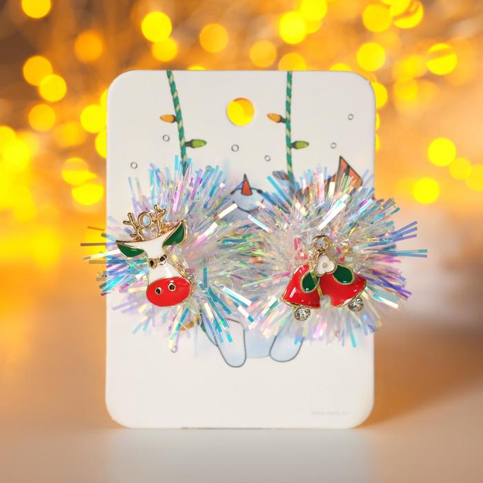 Серьги "Новогодние" мишура, колокольчики, цвет радужно-красный в золоте
Серьги "Новогодние" мишура, колокольчики, цвет радужно-красный в золоте