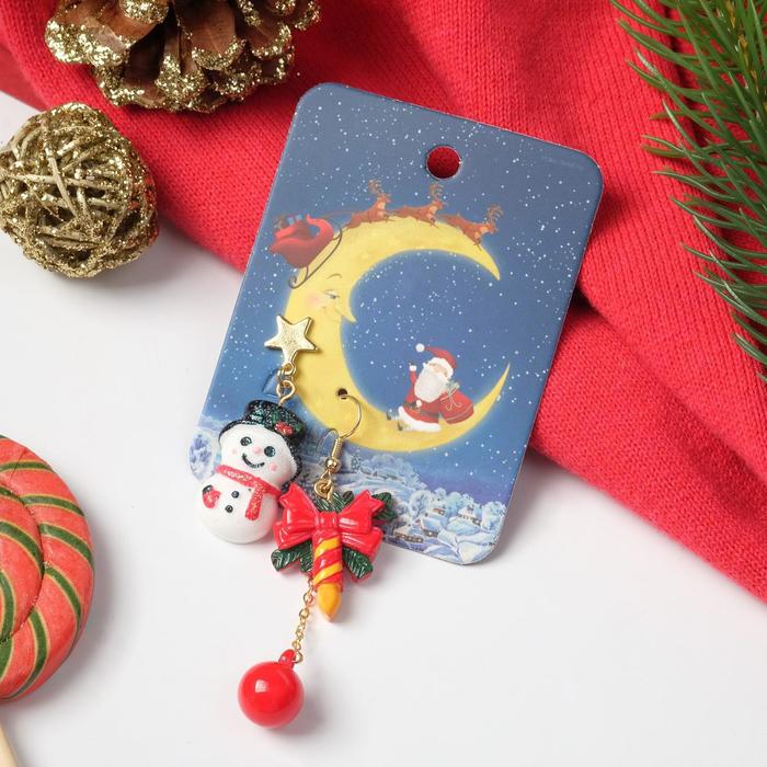 Серьги "Новогодние" игрушки, снеговик и бантик, цвет бело-красный
Серьги "Новогодние" игрушки, снеговик и бантик, цвет бело-красный