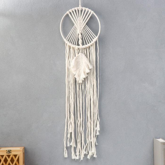 Панно настенное в технике макраме "Круг с листочком" 95х20 см
Панно настенное в технике макраме "Круг с листочком" 95х20 см