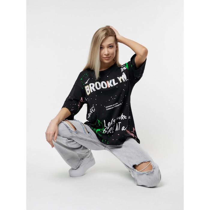 Футболка женская, размер 42-44, цвет чёрный 
Футболка женская, размер 42-44, цвет чёрный