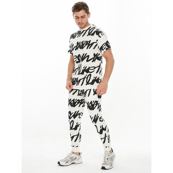 Костюм: штаны и футболка мужской, размер 44, цвет белый 
Костюм: штаны и футболка мужской, размер 44, цвет белый