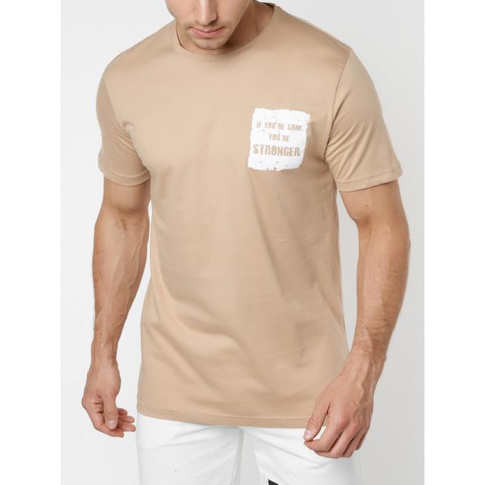 Футболка мужская, размер 52, цвет бежевый 
Футболка мужская, размер 52, цвет бежевый