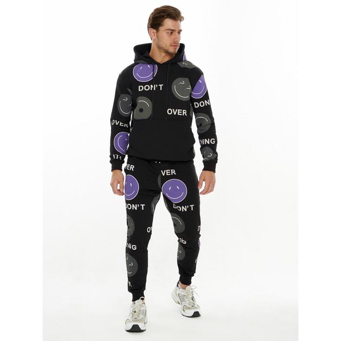 Спортивный костюм мужской со смайликами чёрного цвета, размер 44
Спортивный костюм мужской со смайликами чёрного цвета, размер 44