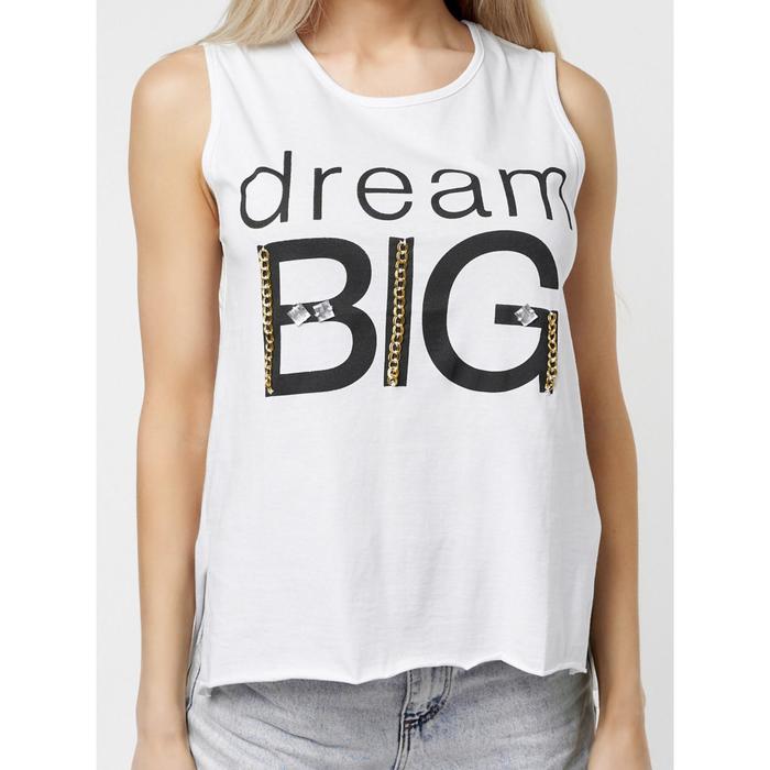 Футболка без рукавов женская, размер 48-50, цвет белый
Футболка без рукавов женская, размер 48-50, цвет белый