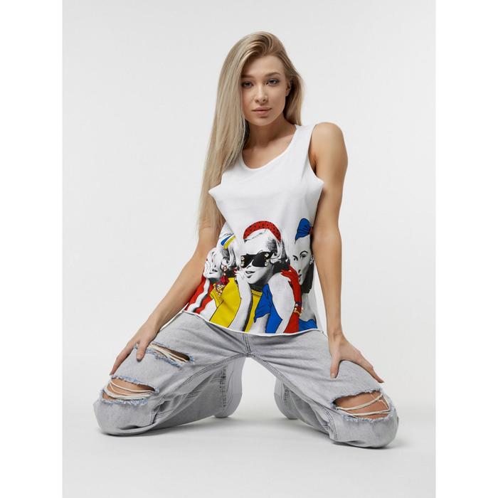 Футболка без рукавов женская, размер 48-50, цвет белый
Футболка без рукавов женская, размер 48-50, цвет белый