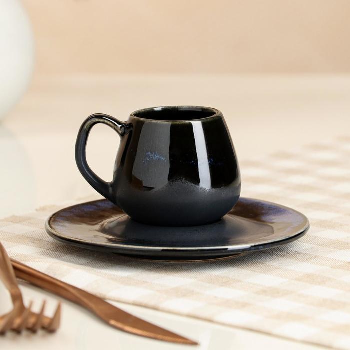 Кофейная пара "Бочка", глазурь, матовая, чёрно-синяя, чашка 70 мл, блюдце
Кофейная пара "Бочка", глазурь, матовая, чёрно-синяя, чашка 70 мл, блюдце