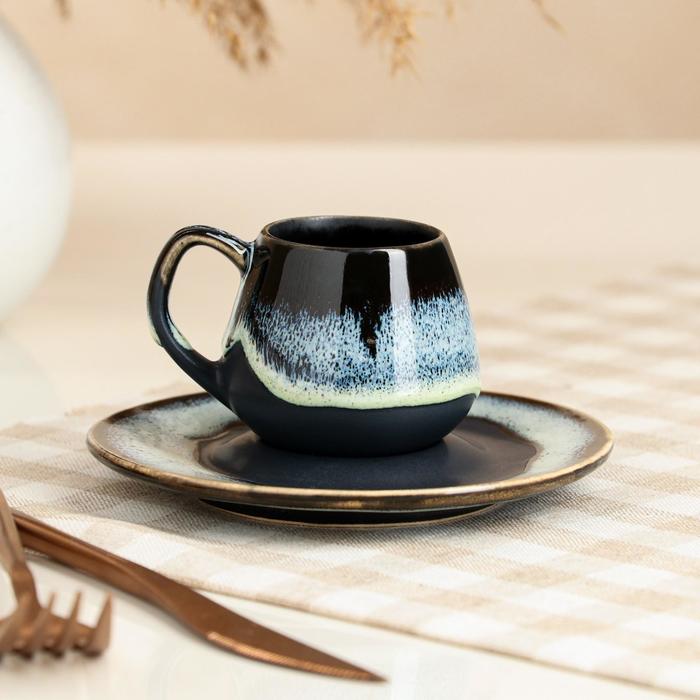 Кофейная пара "Бочка", глазурь, матовая, чёрно-зелёная, чашка 70 мл, блюдце
Кофейная пара "Бочка", глазурь, матовая, чёрно-зелёная, чашка 70 мл, блюдце