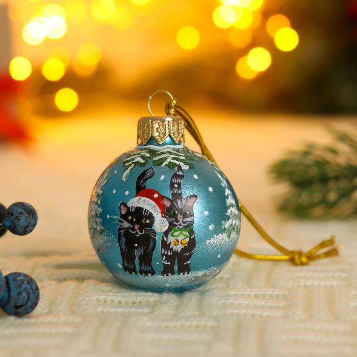 Ёлочный шар d-5 см "Кот и кошечка" ручная роспись, голубой
Ёлочный шар d-5 см "Кот и кошечка" ручная роспись, голубой