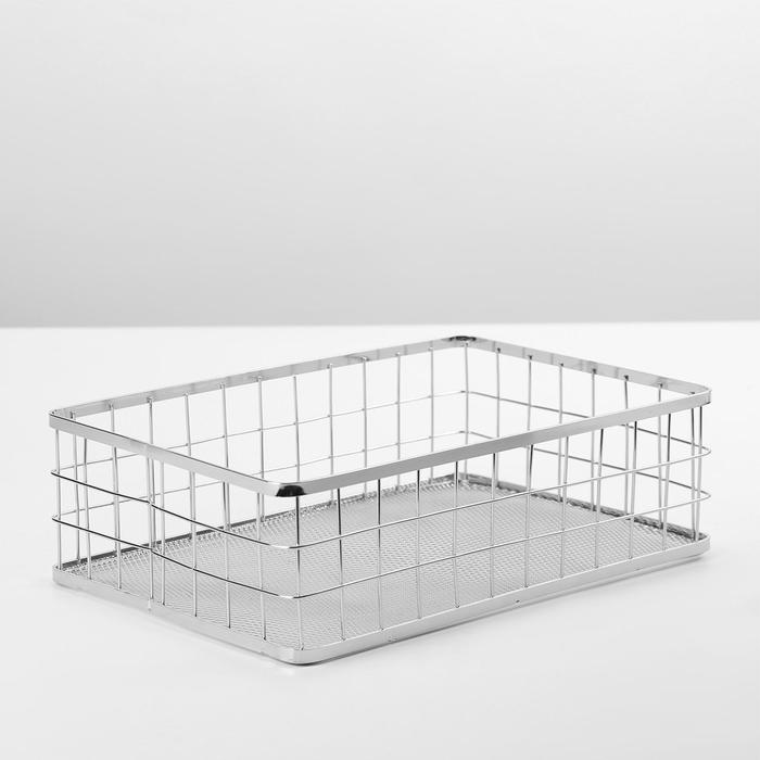 фото Корзина металлическая, серебро 16,3 х 24,5 х 6,8 см