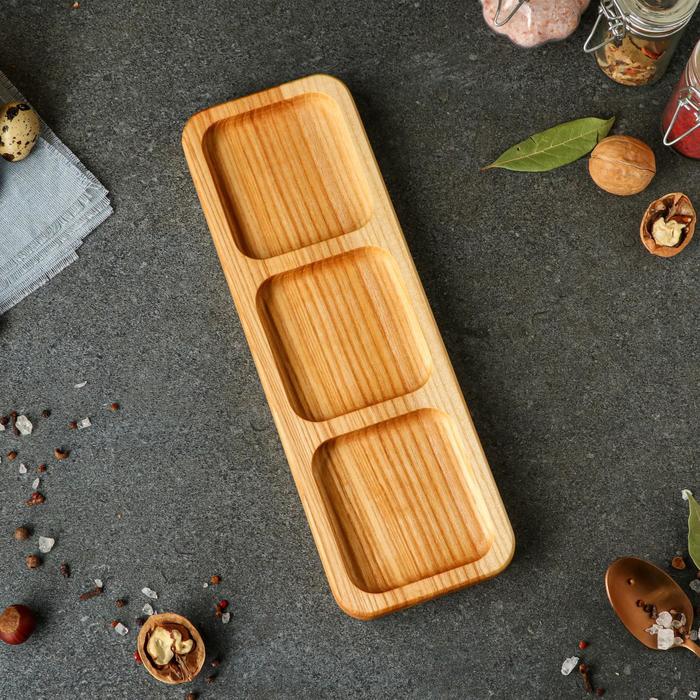 Менажница деревянная, с разделочной доской, 3 ячейки, 30х10 см, массив ясеня
Менажница деревянная, с разделочной доской, 3 ячейки, 30х10 см, массив ясеня