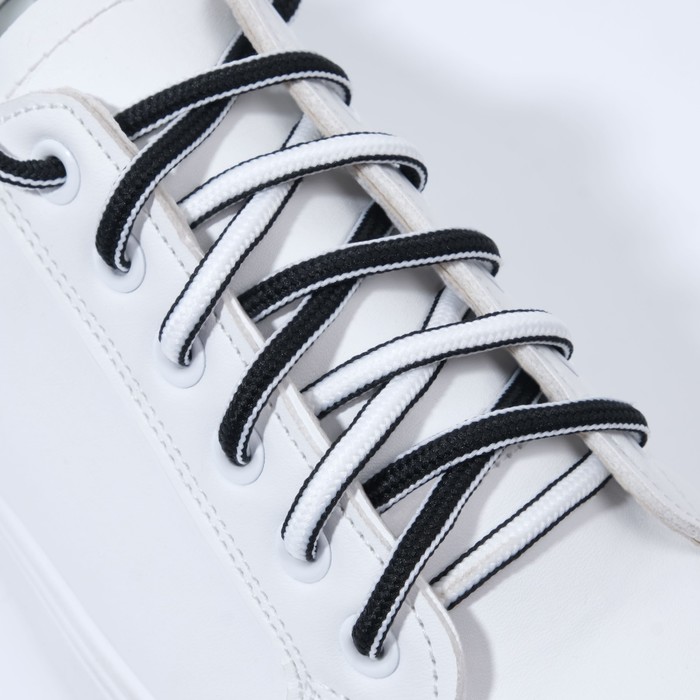 фото Шнурки для обуви, пара, круглые, d = 5 мм, 110 см, цвет чёрный/белый onlitop