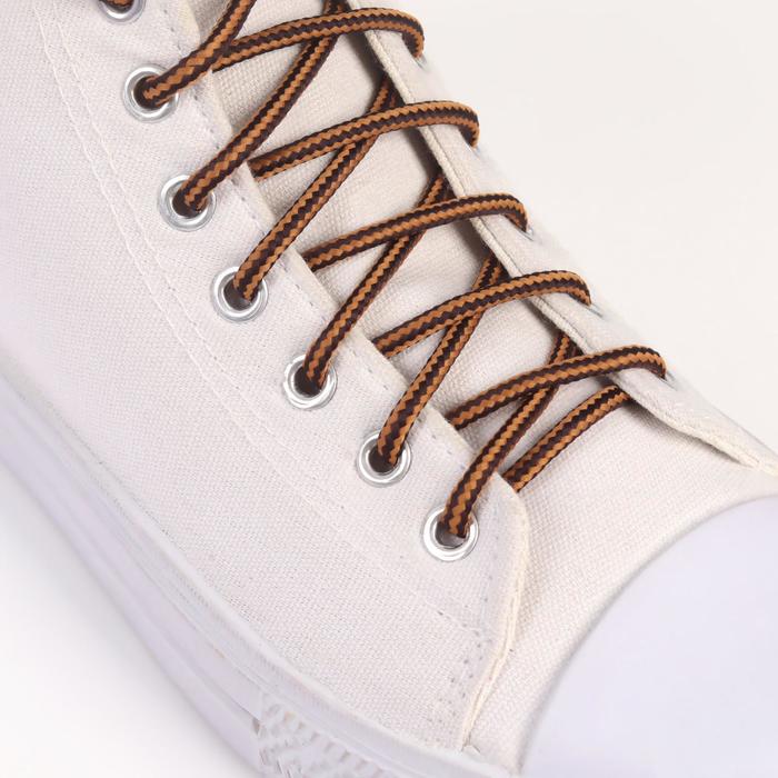 фото Шнурки для обуви, пара, круглые, d = 5 мм, 110 см, цвет тёмно-коричневый/коричневый onlitop