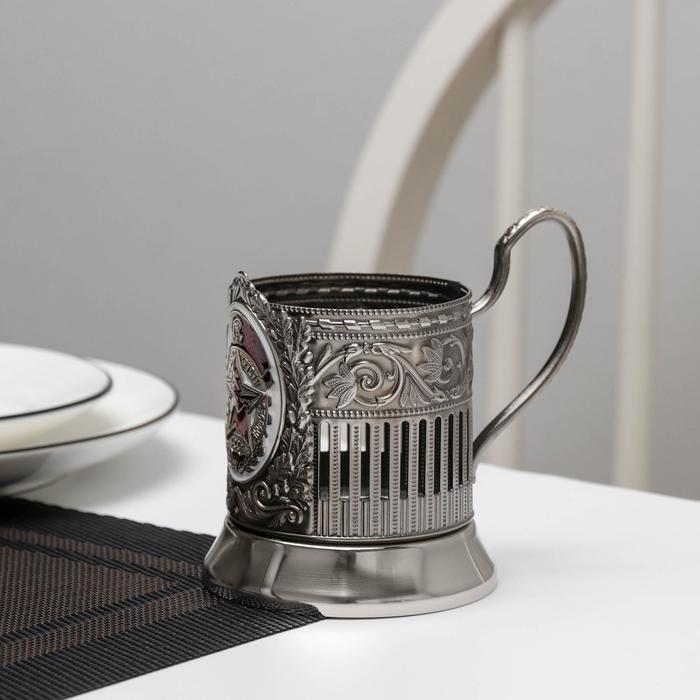 Подстаканник «Готов к труду и обороне», никелированный с чернью 
Подстаканник «Готов к труду и обороне», никелированный с чернью