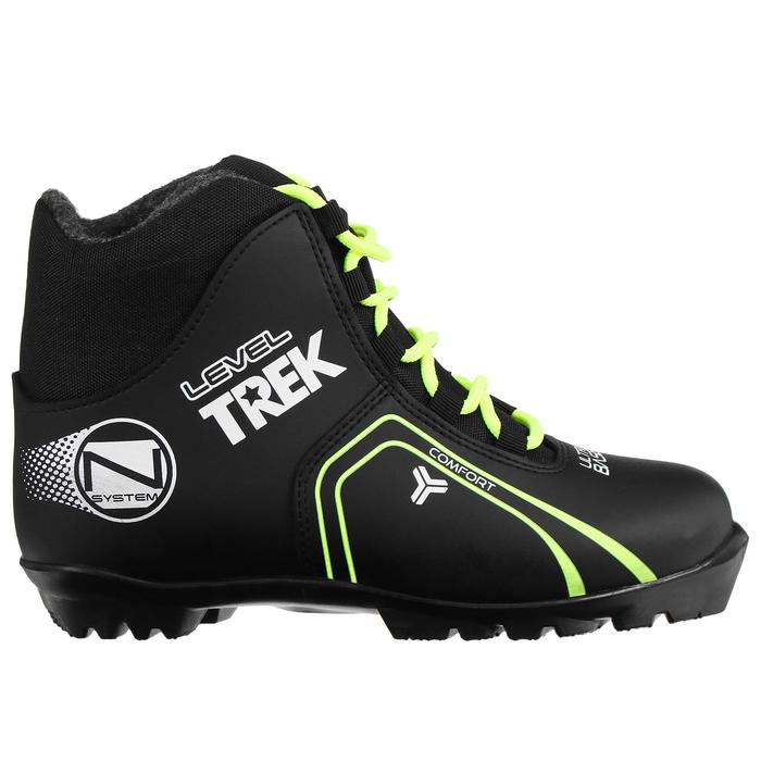 фото Ботинки лыжные trek level 1 nnn, цвет чёрный, лого неон, размер 42