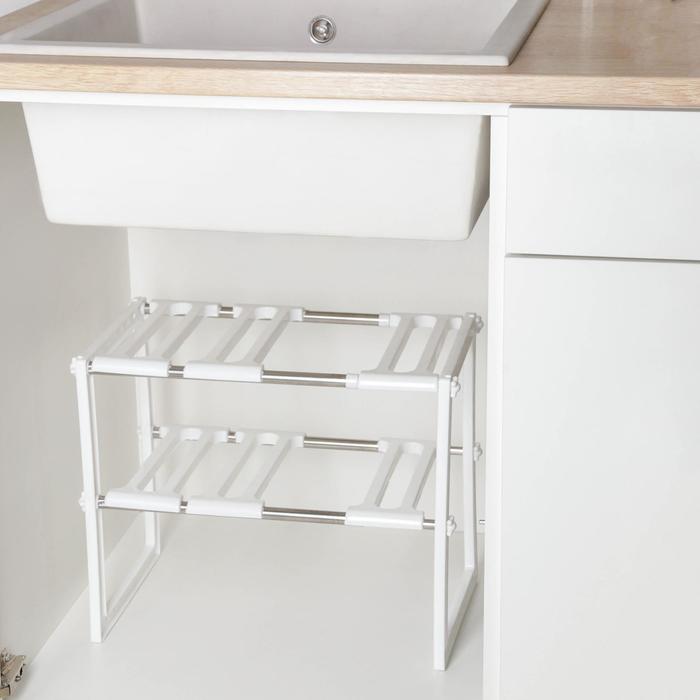 фото Полка под раковину раздвижная, 26×50(70)×38 см, цвет белый