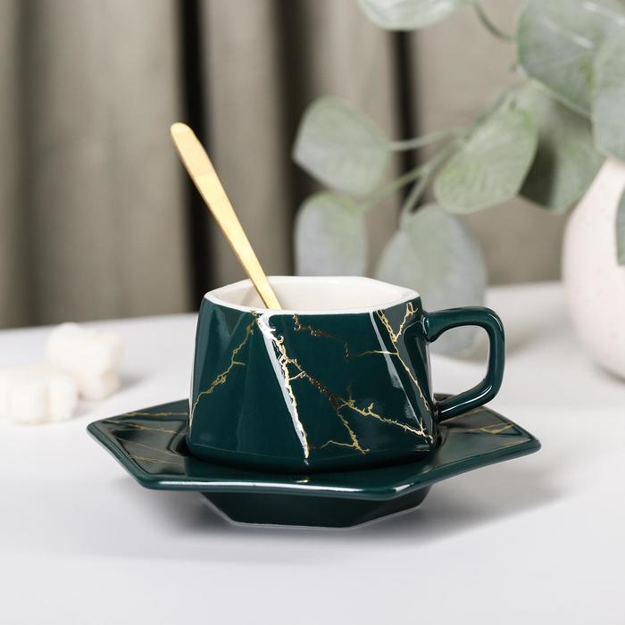 фото Кофейная пара «gold», чашка 90 мл, блюдце, ложка