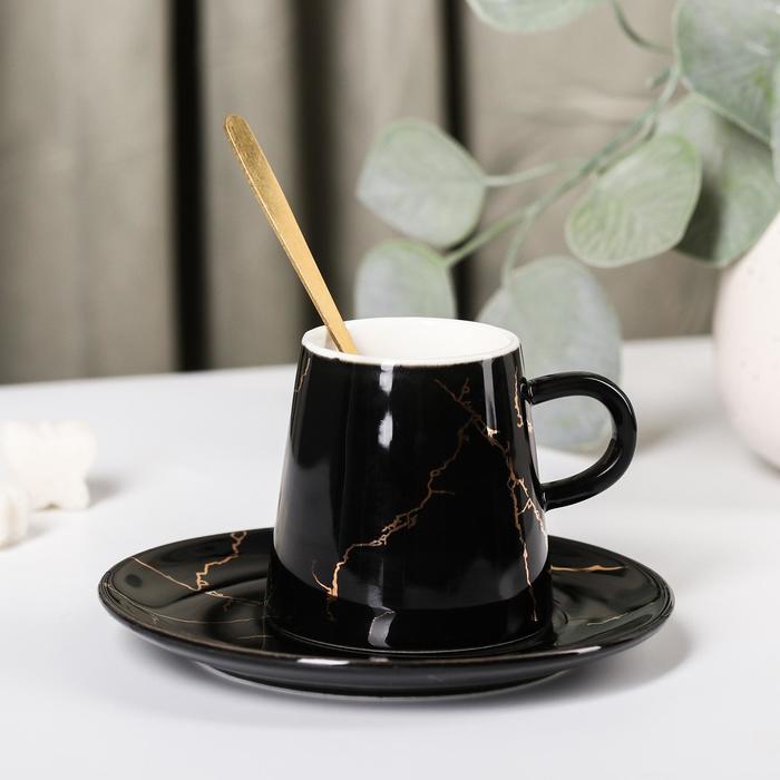 фото Кофейная пара «gold», чашка 100 мл, блюдце, ложка