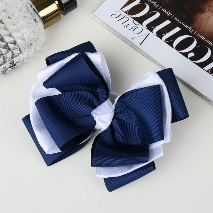 Резинка для волос "Бантик" многослойный, бело-синий 
Резинка для волос "Бантик" многослойный, бело-синий