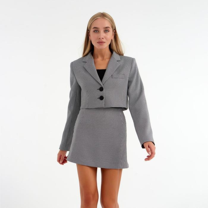 Пиджак женский укороченный MIST р. 42, чёрный/белый 
Пиджак женский укороченный MIST р. 42, чёрный/белый