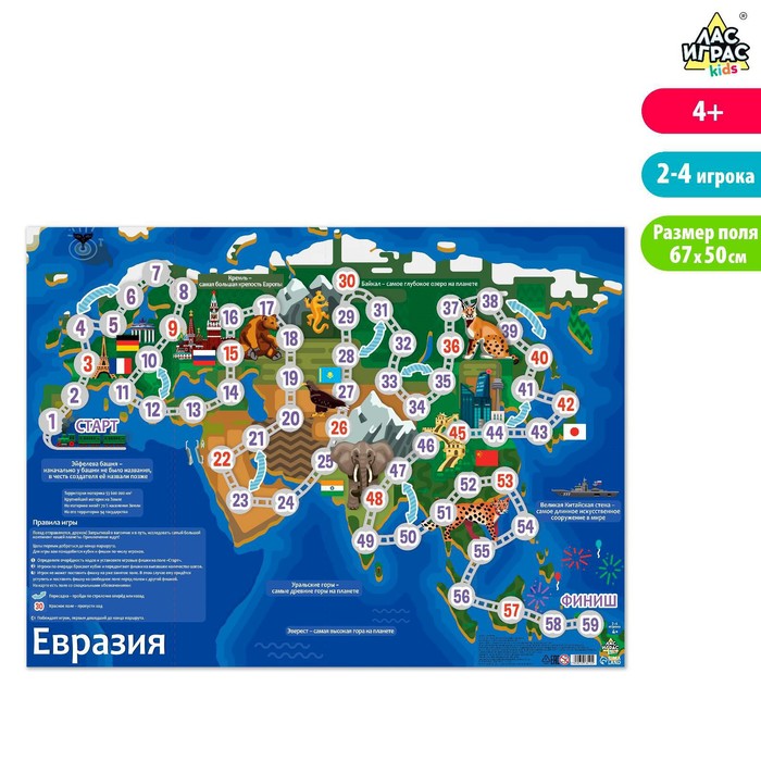 Игровое поле «Весёлая география», Континент Евразия
Игровое поле «Весёлая география», Континент Евразия