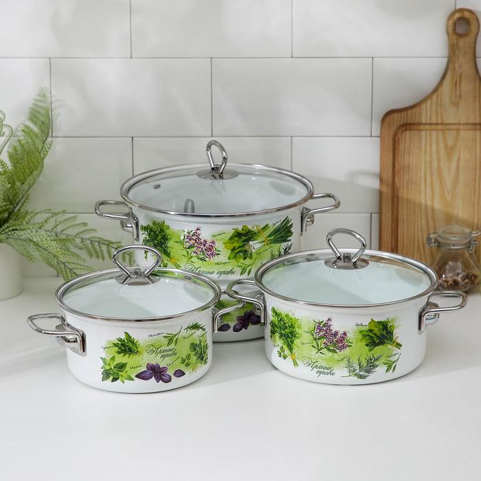 Набор кастрюль «Пряные травы», 3 предмета: 1,9 л, 2,5 л, 5 л, стеклянные крышки
Набор кастрюль «Пряные травы», 3 предмета: 1,9 л, 2,5 л, 5 л, стеклянные крышки