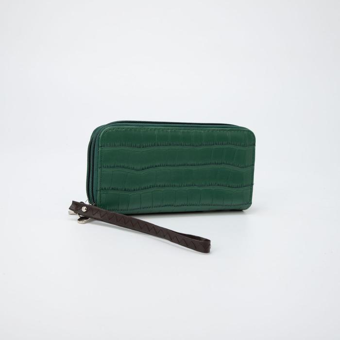 Кошелёк женский, 4 отдела на молнии, цвет зелёный 
Кошелёк женский, 4 отдела на молнии, цвет зелёный