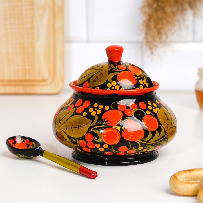 Сахарница с ложкой, 12х12 см, хохлома
Сахарница с ложкой, 12х12 см, хохлома