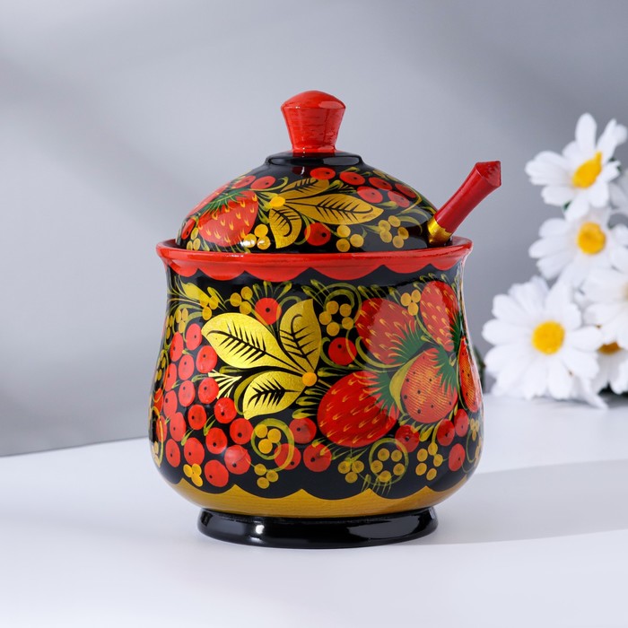 Сахарница с ложкой, 11х14 см, хохлома
Сахарница с ложкой, 11х14 см, хохлома