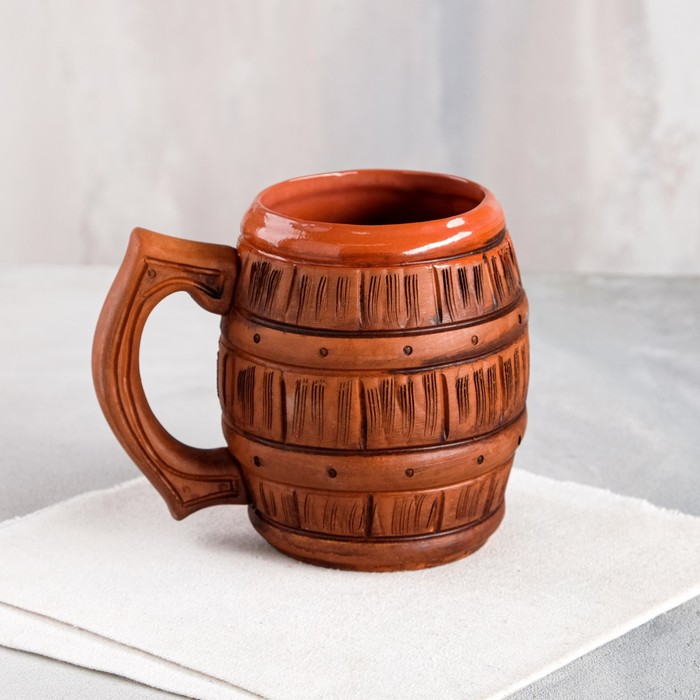 Пивная кружка "Бочка", глазурь, красная глина, 0.7 л 
Пивная кружка "Бочка", глазурь, красная глина, 0.7 л