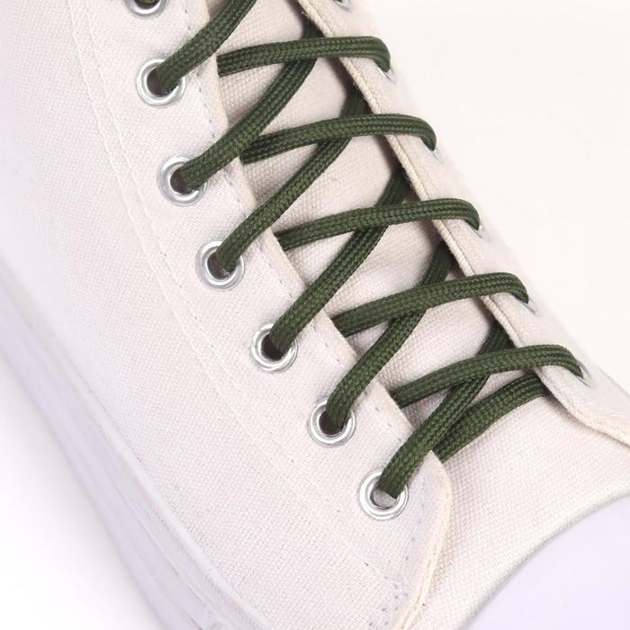 фото Шнурки для обуви, пара, круглые, d = 5 мм, 90 см, цвет хаки onlitop
