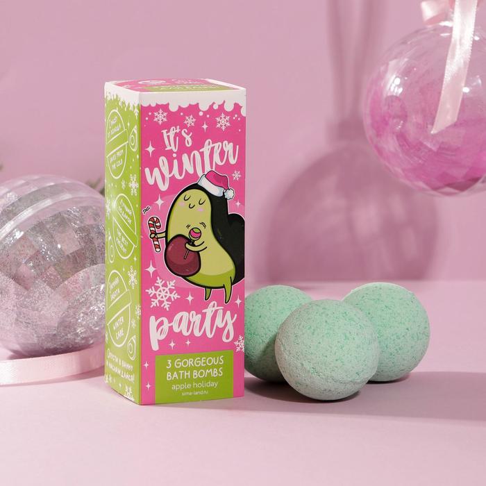 Набор бомбочек для ванны "Зимняя вечеринка", 3 шт. по 40 г, аромат сочное яблоко
Набор бомбочек для ванны "Зимняя вечеринка", 3 шт. по 40 г, аромат сочное яблоко