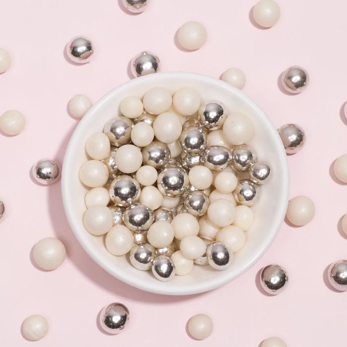 Кондитерские посыпки, микс, белый с серебром 10мм, 50 г 
Кондитерские посыпки, микс, белый с серебром 10мм, 50 г