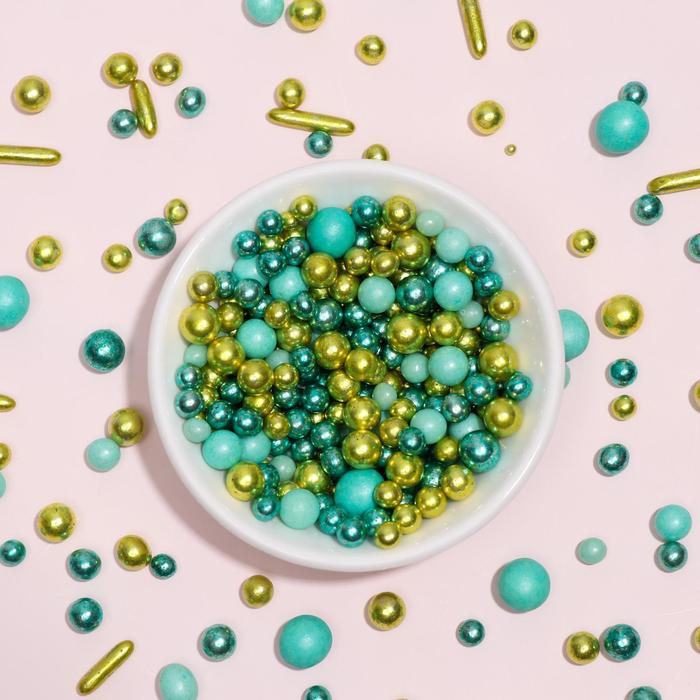 Кондитерские посыпки, микс, бирюзовый с золотом, 50 г
Кондитерские посыпки, микс, бирюзовый с золотом, 50 г