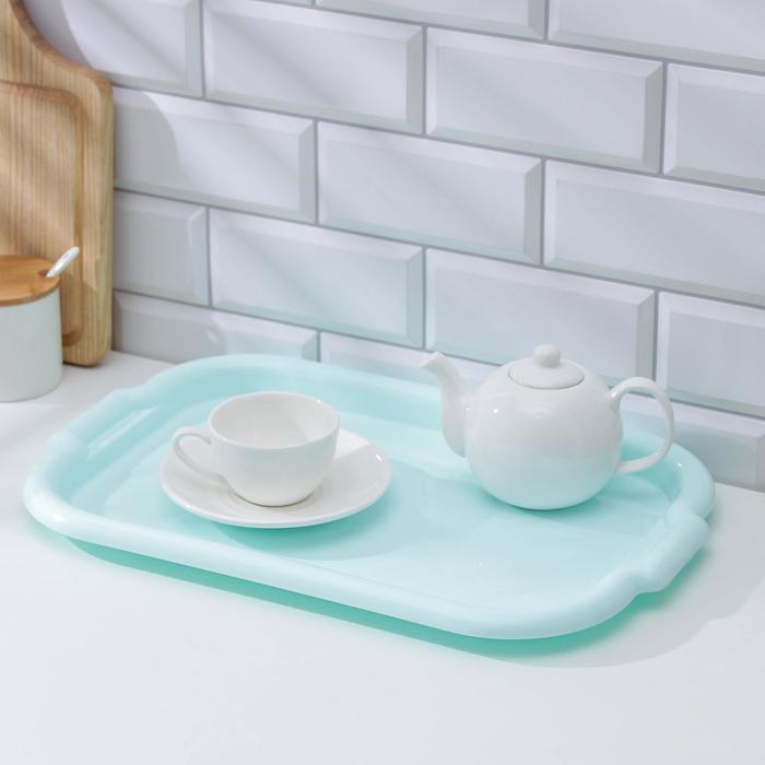 Поднос прямоугольный, 45×30×4 см, цвет бирюзовый 
Поднос прямоугольный, 45×30×4 см, цвет бирюзовый