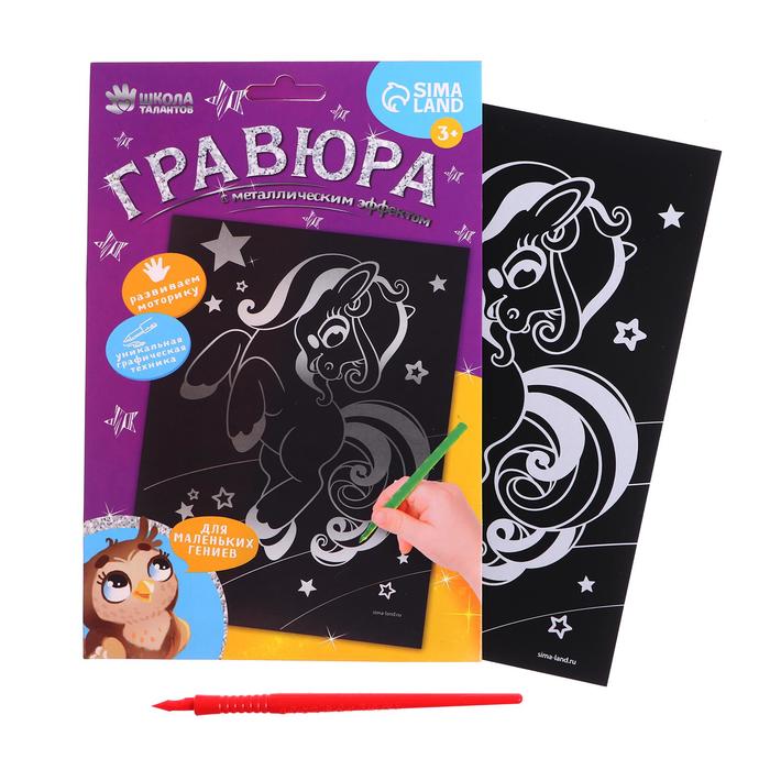 Гравюра «Милая пони» с металлическим эффектом «серебро», А5
Гравюра «Милая пони» с металлическим эффектом «серебро», А5