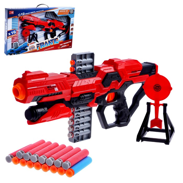 Бластер Frantic, стреляет мягкими пулями, в комплекте с мишенью, цвет красный
Бластер Frantic, стреляет мягкими пулями, в комплекте с мишенью, цвет красный