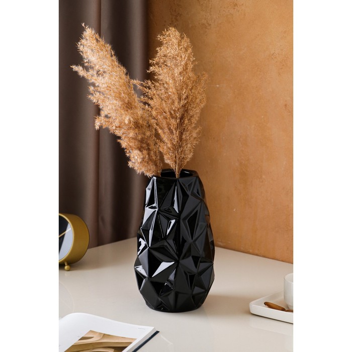 Ваза керамическая "Фиери", настольная, чёрная, 26 см 
Ваза керамическая "Фиери", настольная, чёрная, 26 см