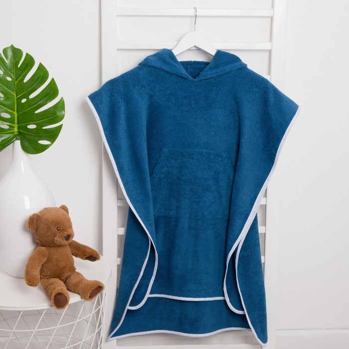 Полотенце-пончо с карманом Крошка Я, цвет синий, размер 32-38, 100 % хлопок, 320 г/м2 
Полотенце-пончо с карманом Крошка Я, цвет синий, размер 32-38, 100 % хлопок, 320 г/м2