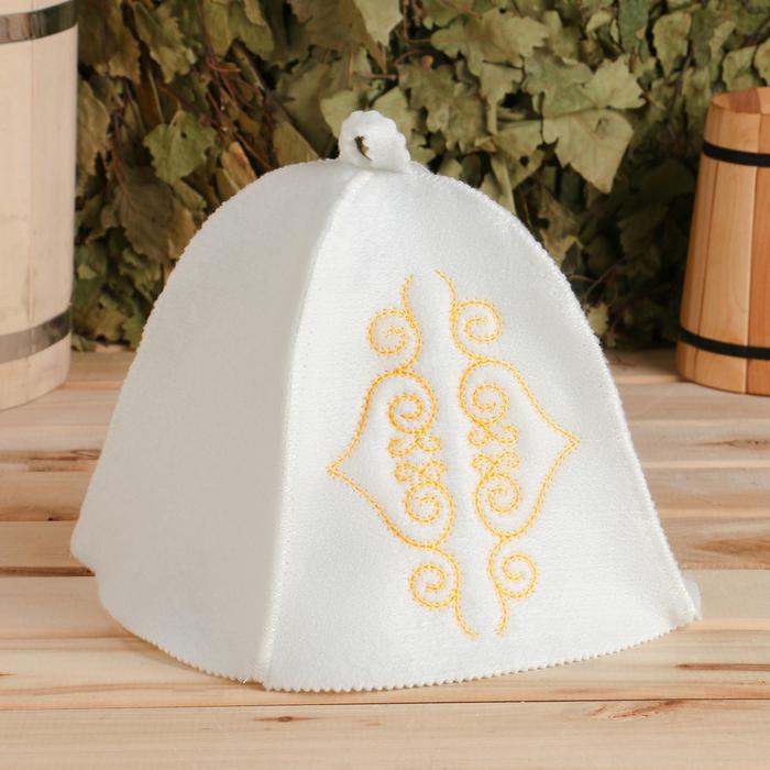 Шапка для бани с вышивкой "Узоры Азии" желтый узор
Шапка для бани с вышивкой "Узоры Азии" желтый узор