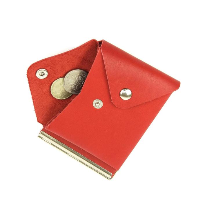 фото Зажим для купюр, отдел на кнопке, цвет красный croco