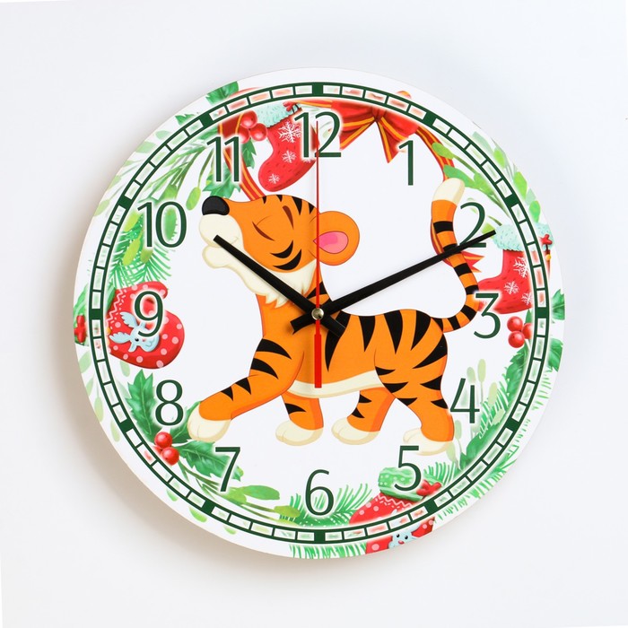 фото Часы настенные, серия: новый год 2022, "тигруля", d=24 см